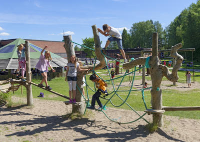 Barn leker i klatrestativet under Skog og vann 2014. Foto/Photo