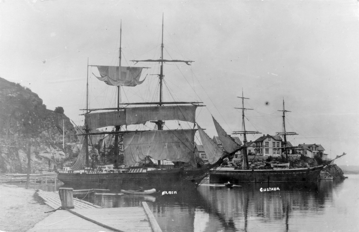 Bark Ørnen (b. 1869, Bergen) og brigg Gustava (b. 1878, Sandvik